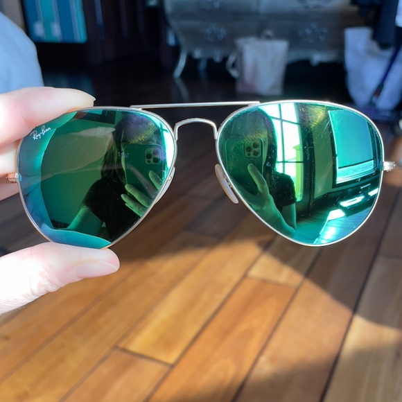 Ray Ban Aviator Flash Lens Green/Gold main image 4